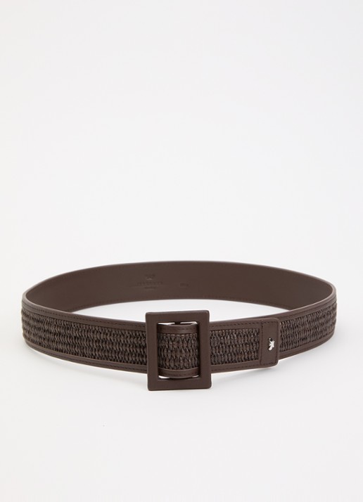 Max Mara Abocca riem met structuur - voorkant 2 donkerbruin
