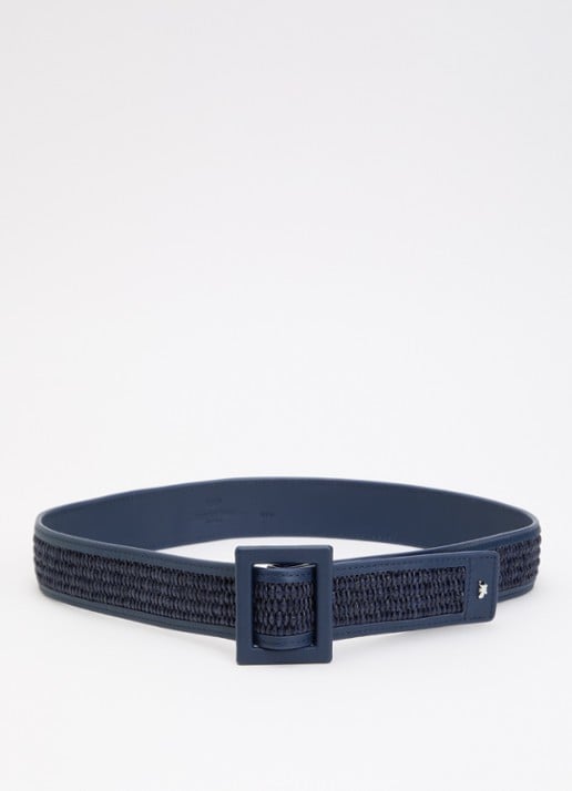Max Mara Abocca riem met structuur - voorkant donkerblauw