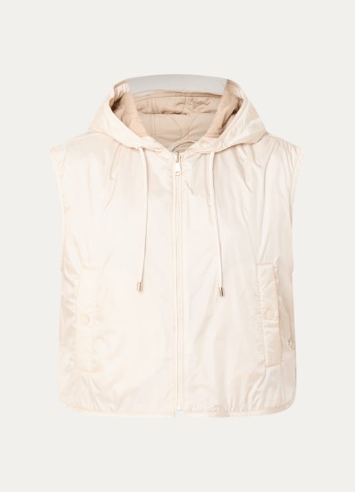 Max Mara Accenni bodywarmer met steekzakken en capuchon - voorkant 3 creme