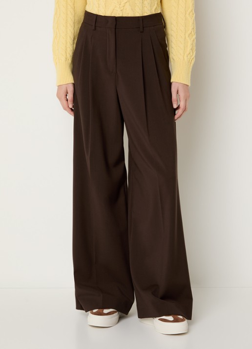 Max Mara Adelfi high waist wide fit pantalon van scheerwol