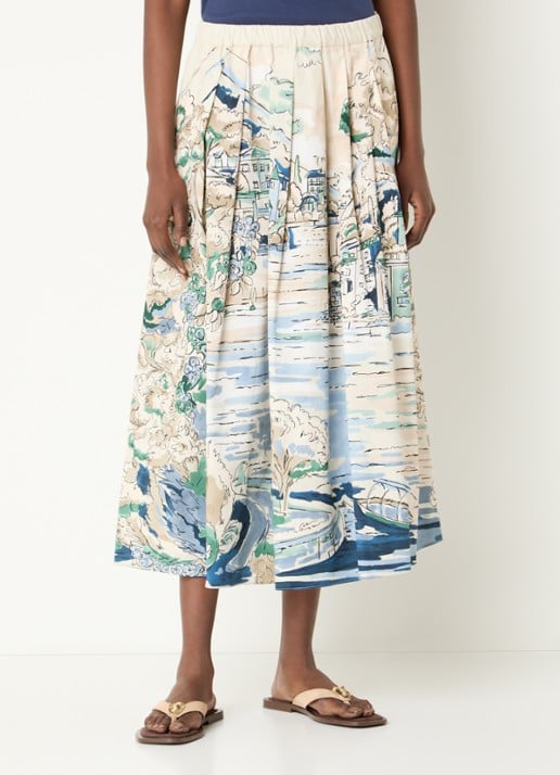 Max Mara Adepto midi plooirok met print