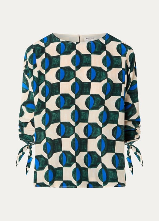 Max Mara Adone tuniek van zijde met print - voorkant 3 donkergroen