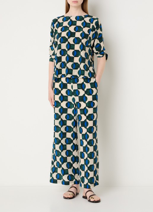 Max Mara Adone tuniek van zijde met print - voorkant 4 donkergroen