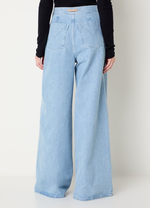Max Mara Affari high waist wide leg jeans met lichte wassing - achterkant 3 indigo