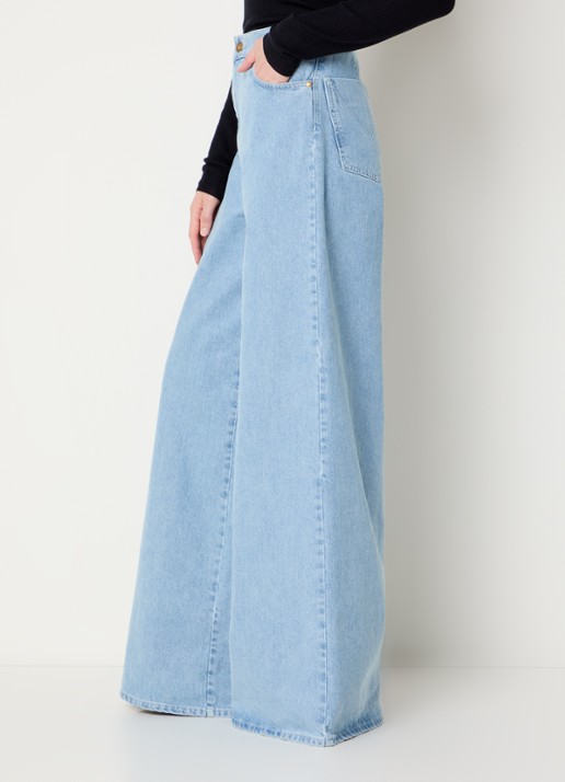 Max Mara Affari high waist wide leg jeans met lichte wassing - detail 2 indigo