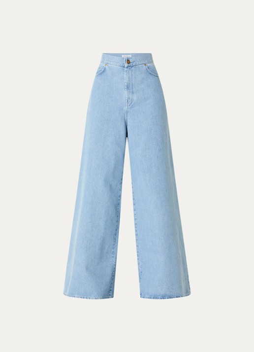 Max Mara Affari high waist wide leg jeans met lichte wassing - voorkant 4 indigo
