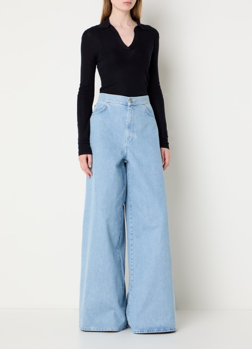 Max Mara Affari high waist wide leg jeans met lichte wassing - voorkant 5 indigo