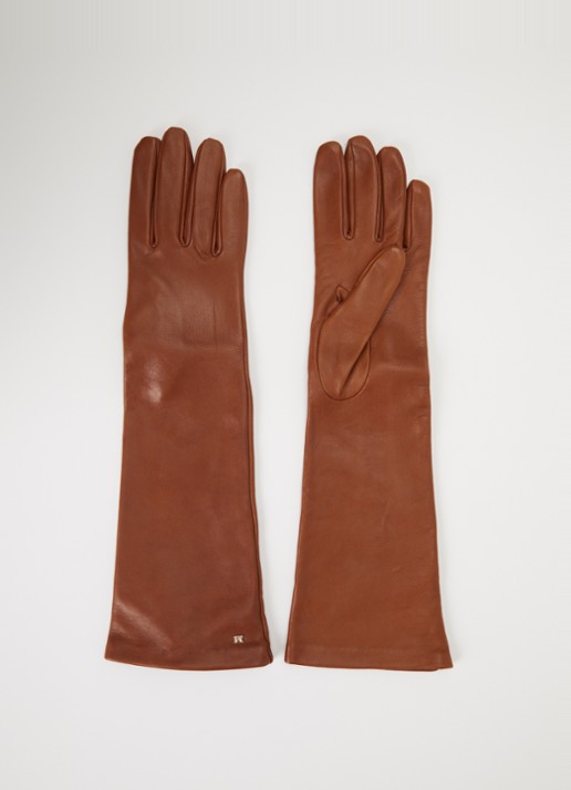 Max Mara Afidee handschoenen van lamsleer - voorkant oranjebruin