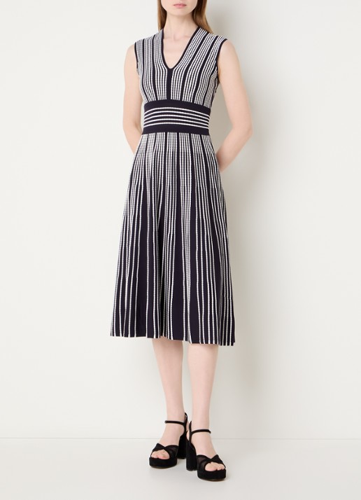 Max Mara Agreste midi jurk met V-hals en streepprint