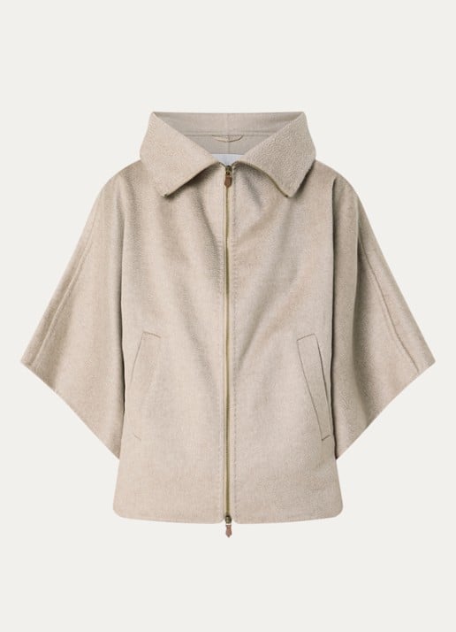 Max Mara Ala mantel van kasjmier met steekzakken - voorkant 3 beige