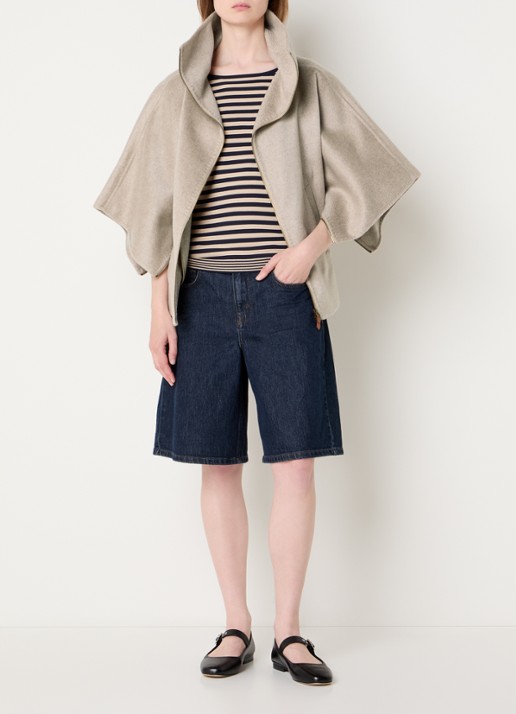 Max Mara Ala mantel van kasjmier met steekzakken - voorkant 4 beige
