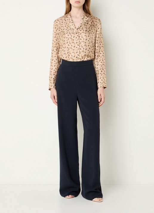 Max Mara Alaggio high waist loose fit pantalon - voorkant 4 donkerblauw
