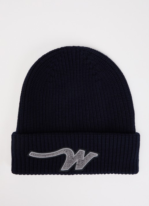 Max Mara Alben ribgebreide muts van scheerwol met logo