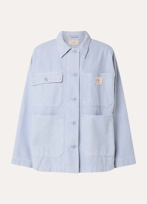 Max Mara Album jack van canvas met opgestikte zakken - voorkant 3 lichtblauw