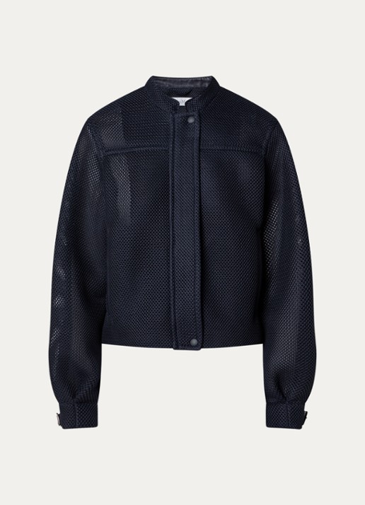 Max Mara Alcamo jack van mesh met steekzakken - voorkant donkerblauw
