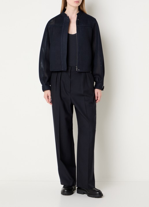 Max Mara Alcamo jack van mesh met steekzakken - voorkant 2 donkerblauw