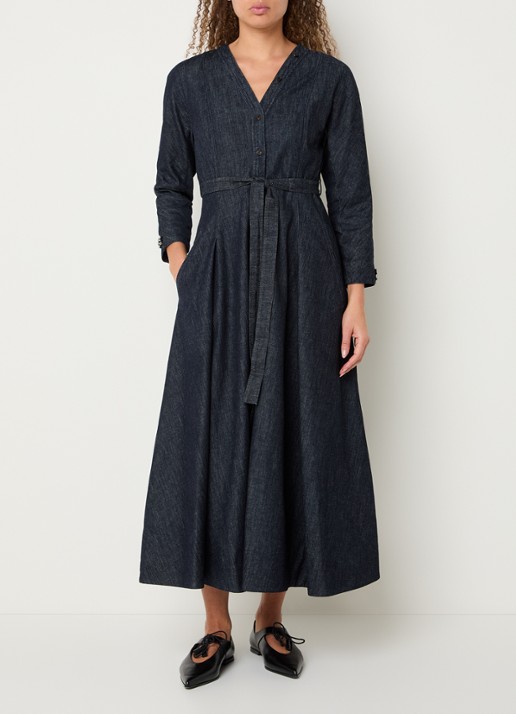 Max Mara Ambra midi A-lijn denim blousejurk met kralendecoratie
