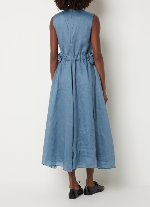 Max Mara Aquile midi jurk met strikdetail  - achterkant 4 staalblauw