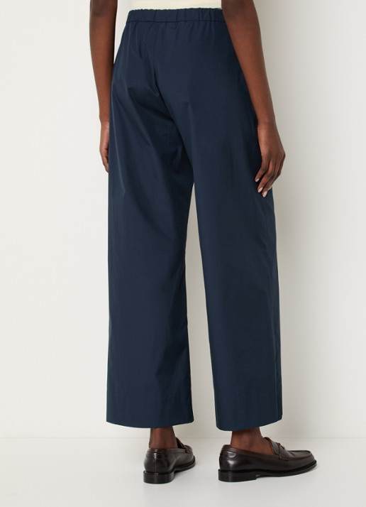 Max Mara Argento high waist straight fit pantalon met steekzakken - achterkant donkerblauw
