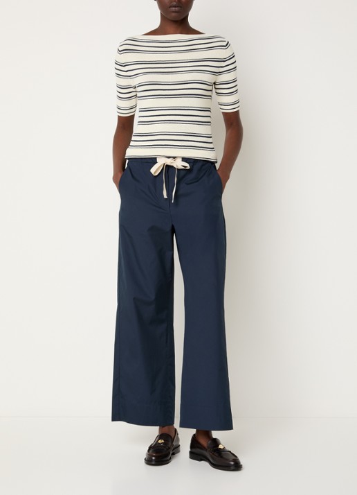 Max Mara Argento high waist straight fit pantalon met steekzakken - voorkant 4 donkerblauw