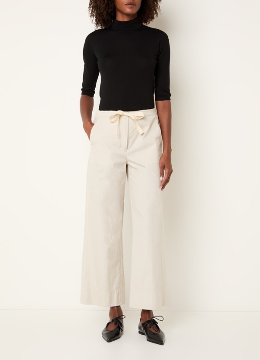 Max Mara Argento high waist straight fit pantalon met steekzakken - voorkant 3 wit