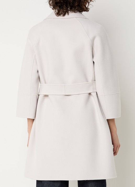 Max Mara Arona mantel van wol met strikceintuur - achterkant 3 ivoor
