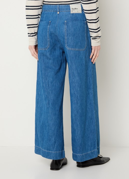 Max Mara Astice high waist wide leg jeans in linnenblend - achterkant indigo