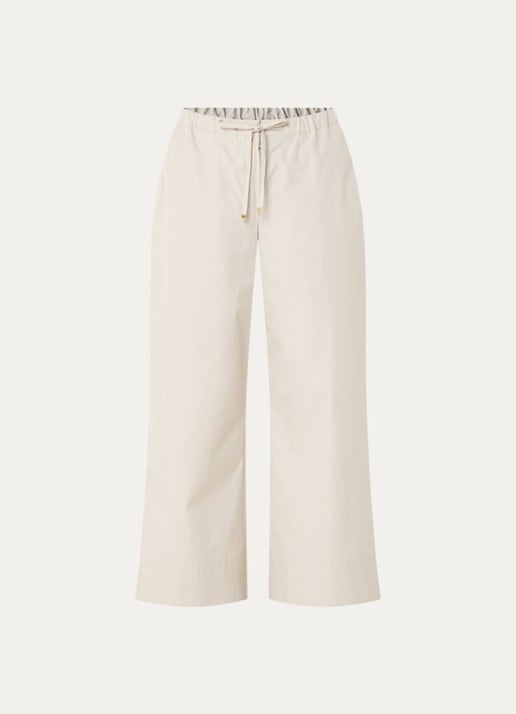 Max Mara Aureo high waist wide fit broek met strikceintuur - voorkant 2 beige