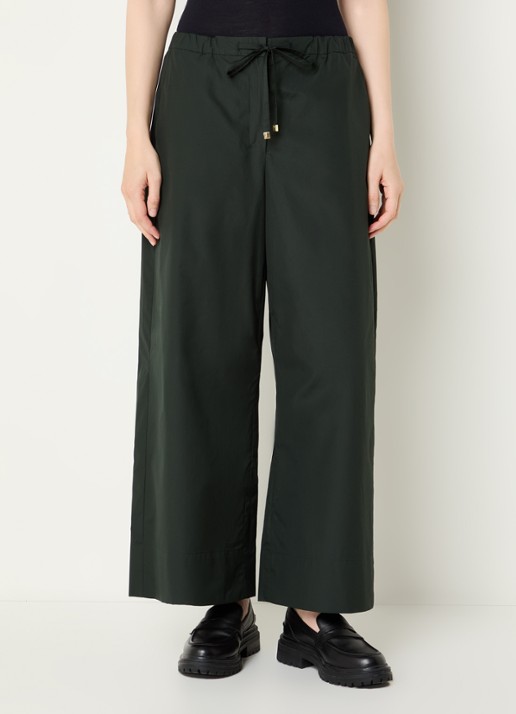 Max Mara Aureo high waist wide fit broek met strikceintuur - detail donkergroen
