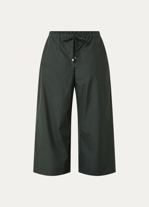 Max Mara Aureo high waist wide fit broek met strikceintuur - voorkant 2 donkergroen