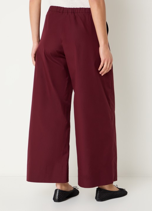 Max Mara Aureo high waist wide fit broek met strikceintuur - achterkant 4 bordeauxrood
