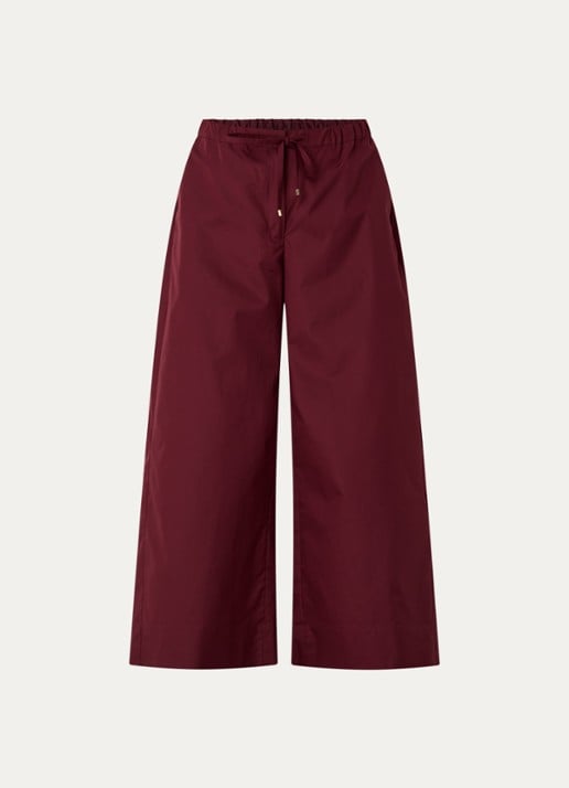 Max Mara Aureo high waist wide fit broek met strikceintuur - voorkant 2 bordeauxrood