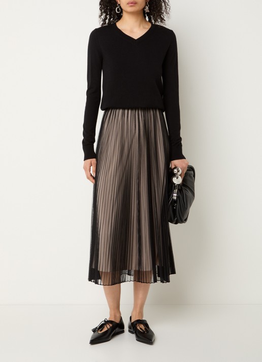 Max Mara Baby high waist midi rok met plissé - voorkant 4 zwart