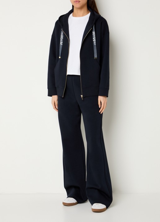 Max Mara Bali high waist straight fit broek met steekzakken - voorkant 4 donkerblauw