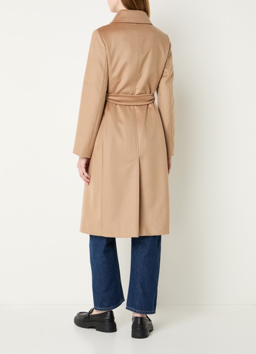 Max Mara Bcollag mantel van scheerwol met strikceintuur - achterkant camel