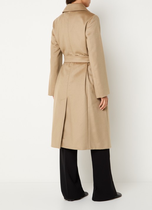 Max Mara Bcollag mantel van scheerwol met strikceintuur - achterkant 3 beige