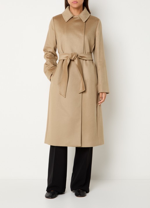 Max Mara Bcollag mantel van scheerwol met strikceintuur - detail 4 beige