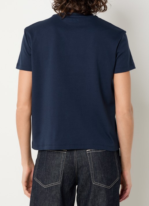 Max Mara Bella T-shirt met logoprint - achterkant 3 donkerblauw