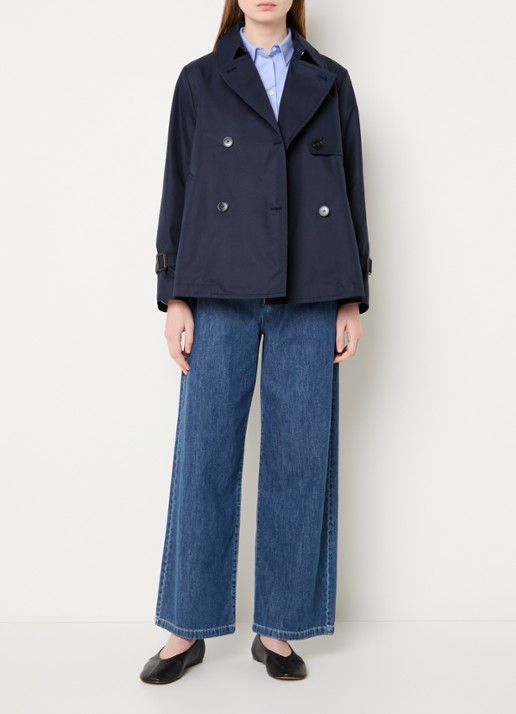 Max Mara Biglia double-breasted trenchcoat met split - voorkant 4 donkerblauw