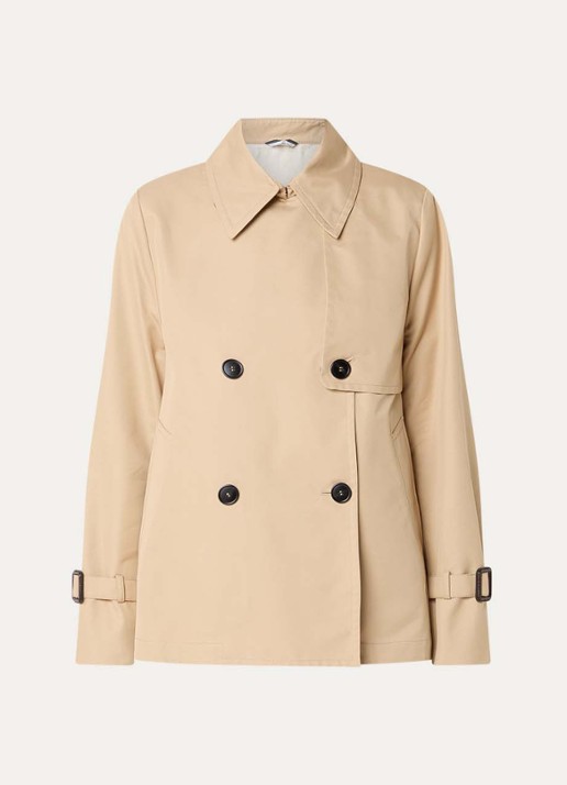 Max Mara Biglia double-breasted trenchcoat met split - voorkant beige