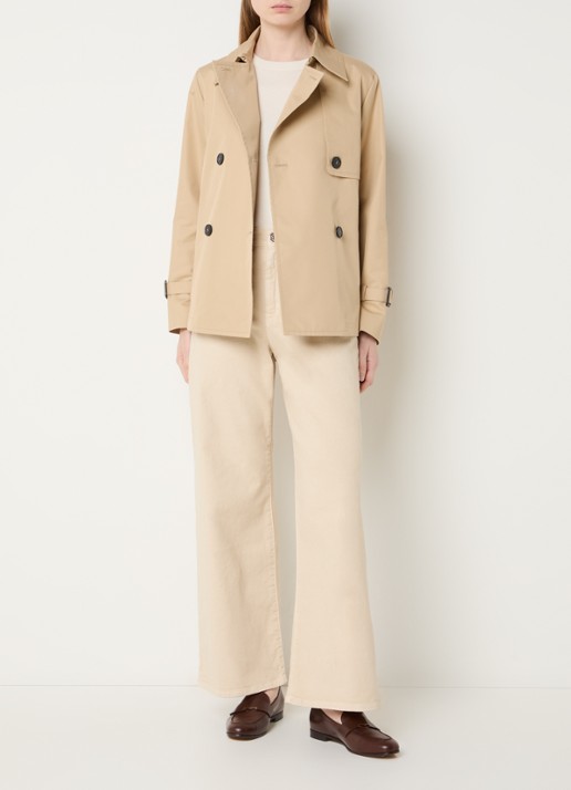 Max Mara Biglia double-breasted trenchcoat met split - voorkant 2 beige
