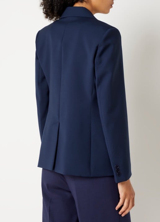 Max Mara Blazer in wolblend met klepakken - achterkant donkerblauw