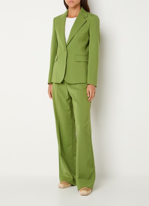 Max Mara Blazer in wolblend met klepakken - voorkant 3 groen