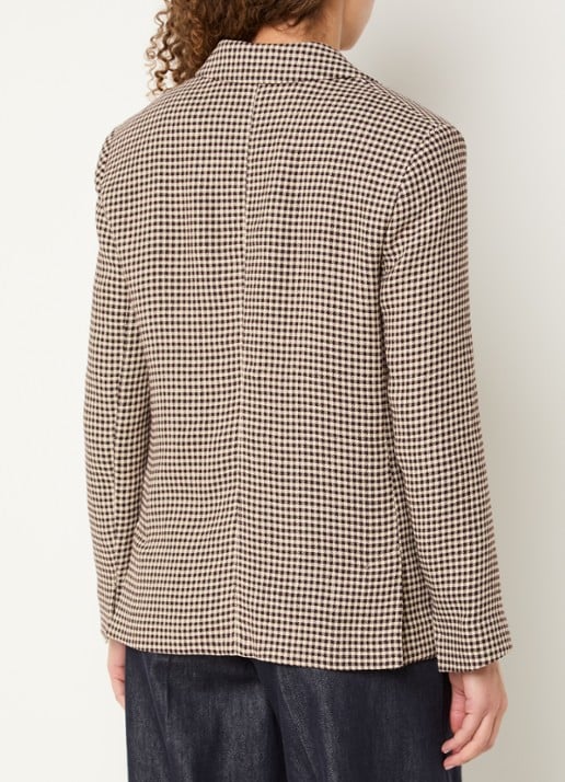 Max Mara Blazer met ruitdessin en schoudervulling - achterkant beige