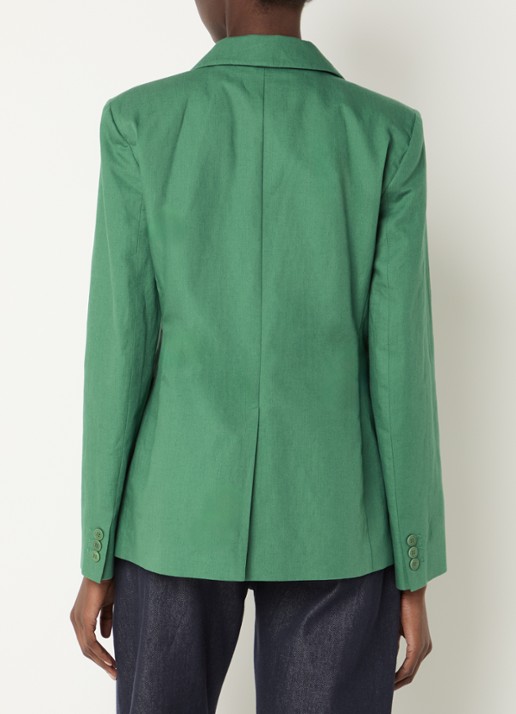 Max Mara Blazer met schoudervulling en klepzakken - achterkant donkergroen