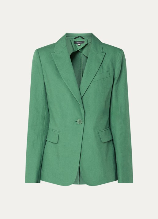 Max Mara Blazer met schoudervulling en klepzakken - voorkant 3 donkergroen