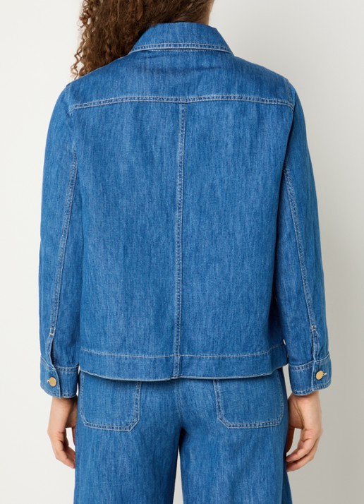 Max Mara Blouse in linnenblend met borstzakken - achterkant 4 indigo