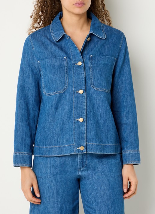 Max Mara Blouse in linnenblend met borstzakken