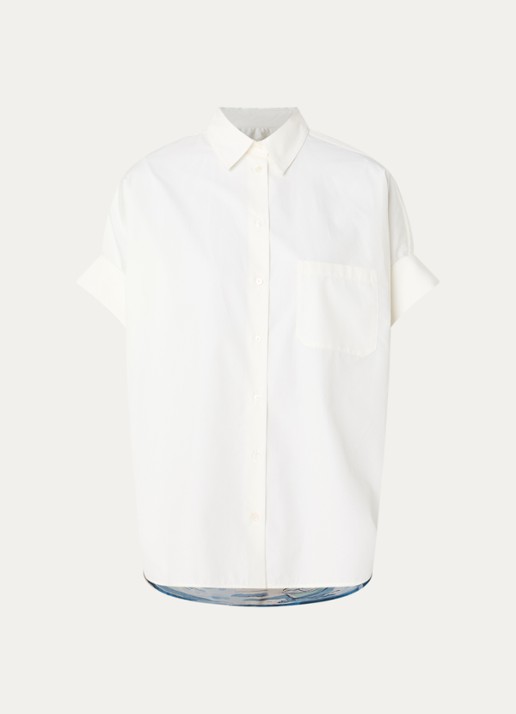 Max Mara Blouse met backprint en borstzak - voorkant 3 gebroken wit