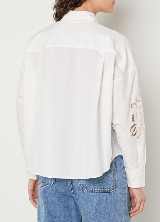 Max Mara Blouse met borduring en opengewerkt detail - achterkant 4 wit